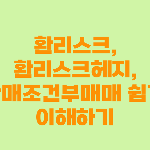 환리스크, 환리스크헤지, 환매조건부매매 쉽게 이해하기