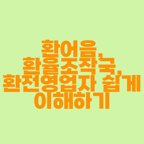 환어음, 환율조작국, 환전영업자 쉽게 이해하기