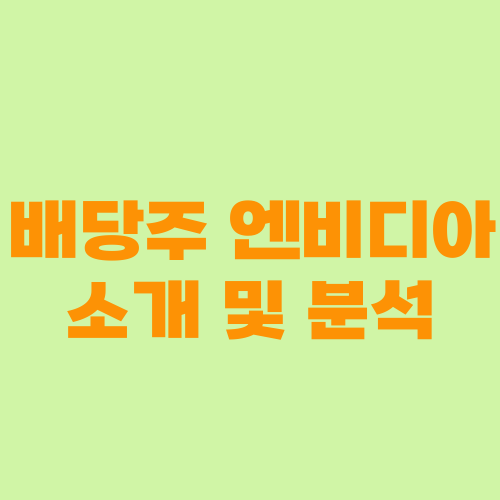 배당주 엔비디아 소개 및 분석